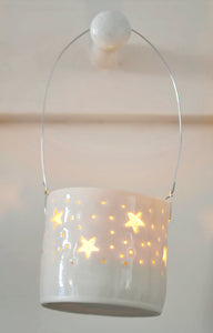 Stars hanging mini porcelain tealight holder