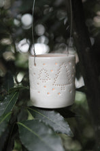 Load image into Gallery viewer, Snowy Forest hanging mini porcelain tealight holder
