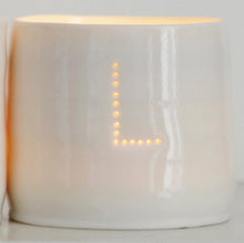 Load image into Gallery viewer, Letter mini porcelain tealight holders
