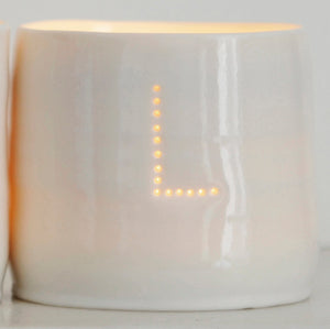 Letter mini porcelain tealight holders