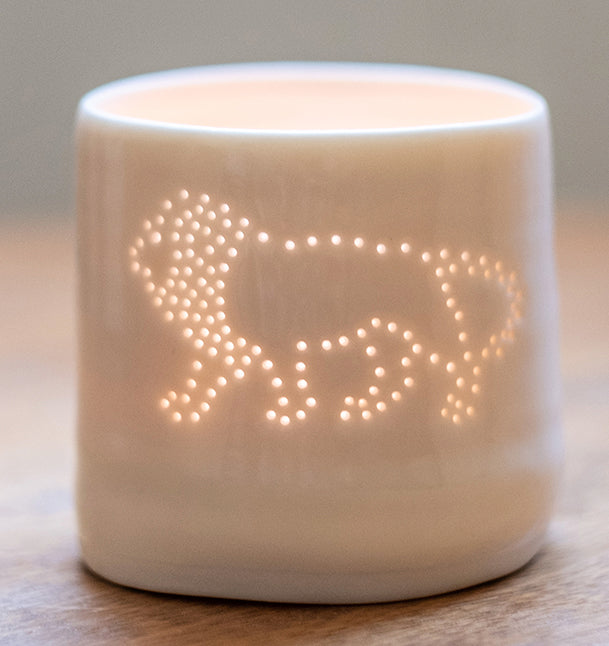 Lion mini porcelain tealight holder