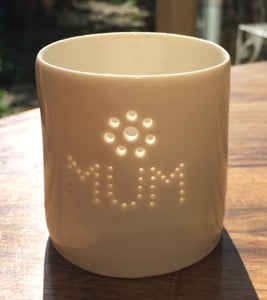 Mum mini porcelain tealight holder