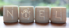 Load image into Gallery viewer, Noel snowman letter mini porcelain tealight holder set
