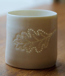 Oak Leaf mini porcelain tealight holder