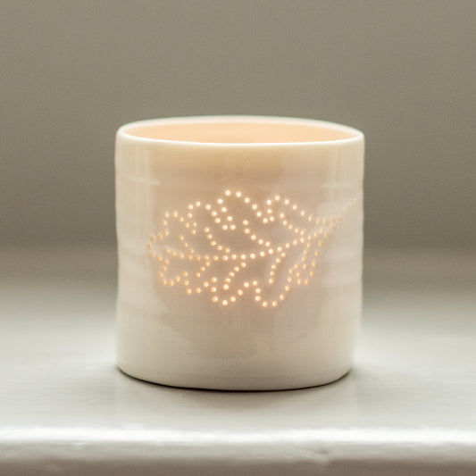 Oak Leaf mini porcelain tealight holder