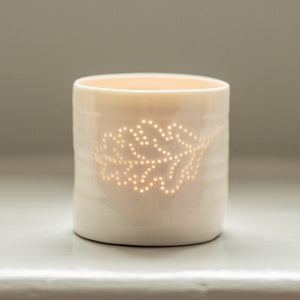 Oak Leaf mini porcelain tealight holder