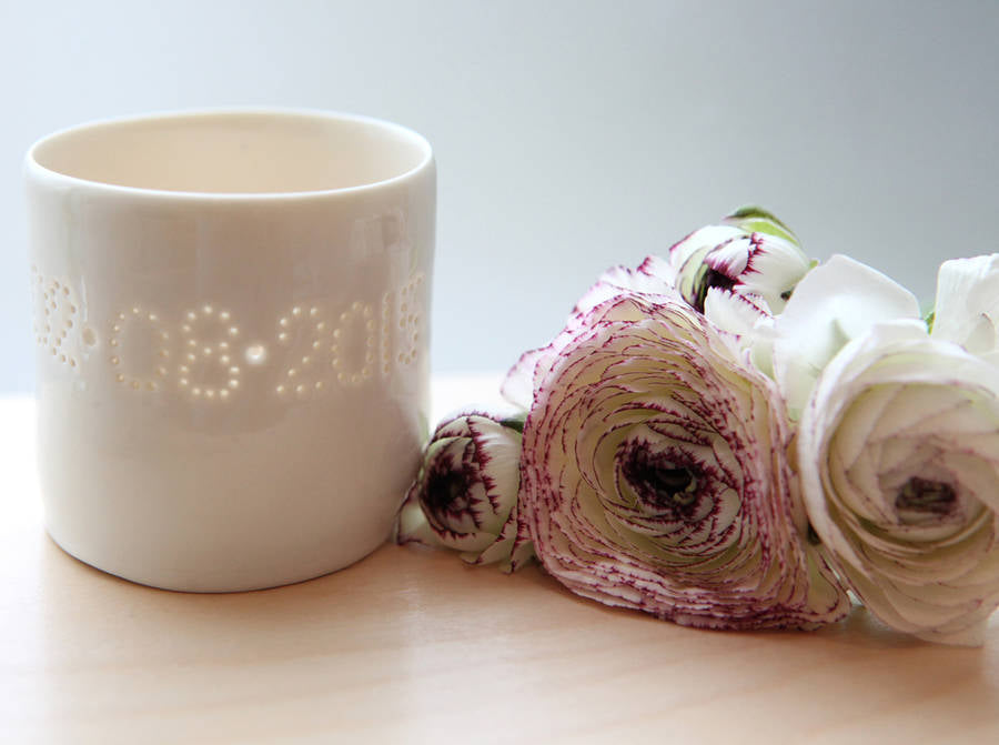 Personalised mini porcelain tealight holder