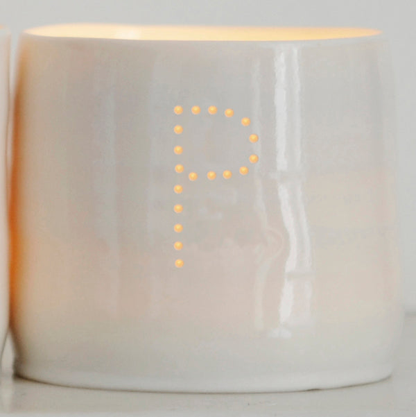 Letter mini porcelain tealight holders