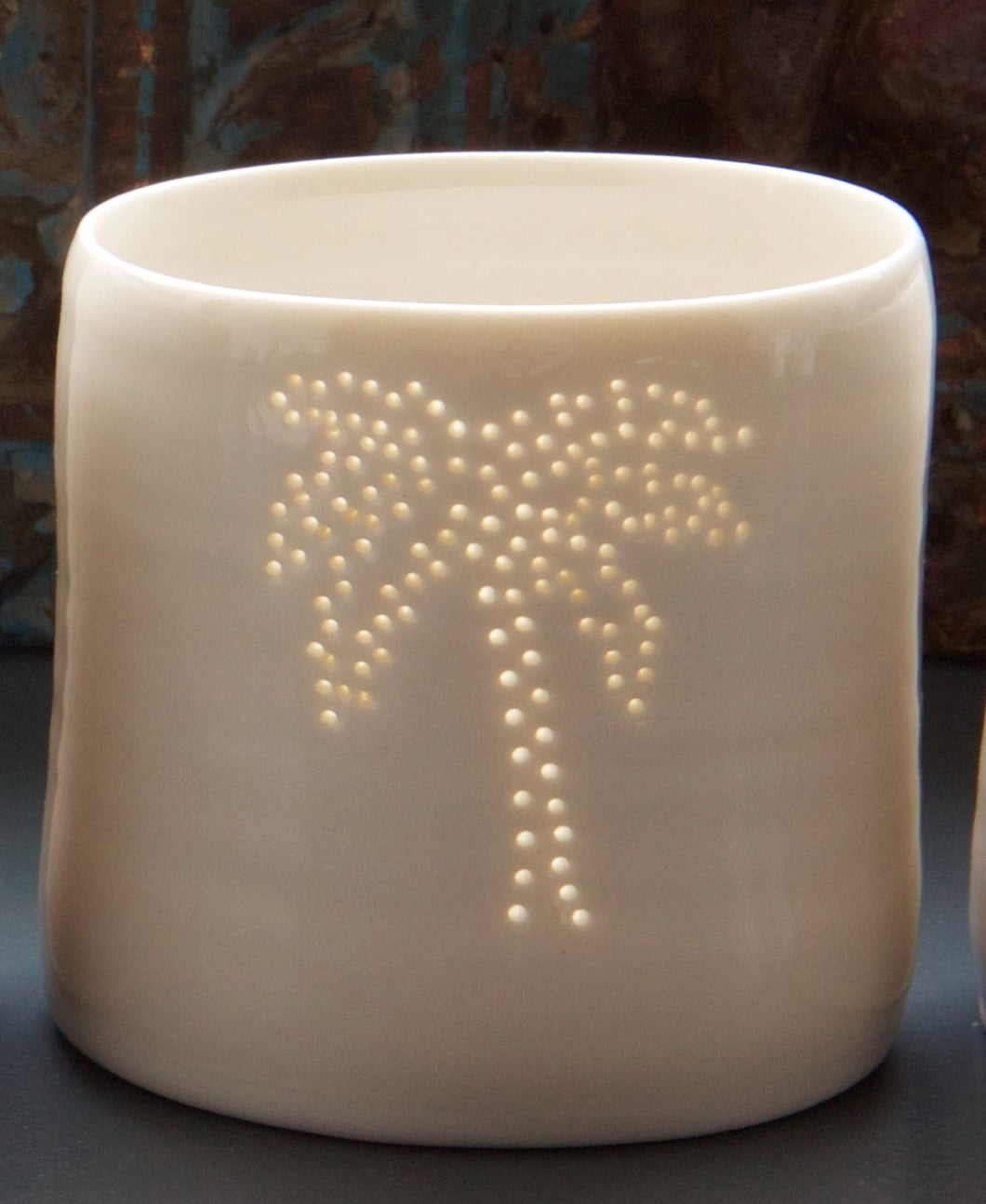 Palm Tree mini porcelain tealight holder