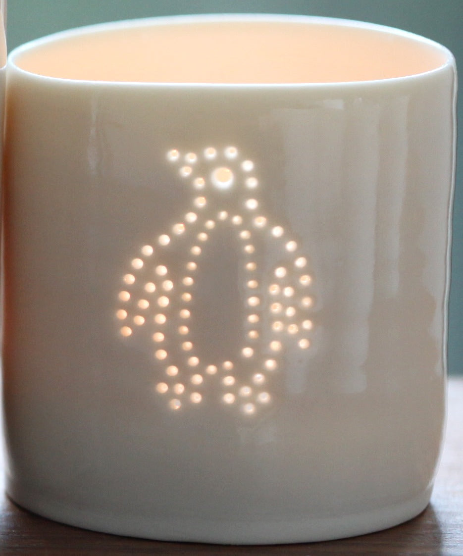 Penguin mini porcelain tealight holder