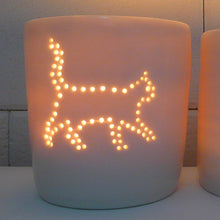 Load image into Gallery viewer, Prowling pussycat mini porcelain tealight holder
