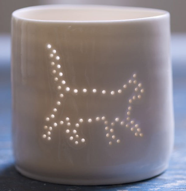 Prowling pussycat mini porcelain tealight holder