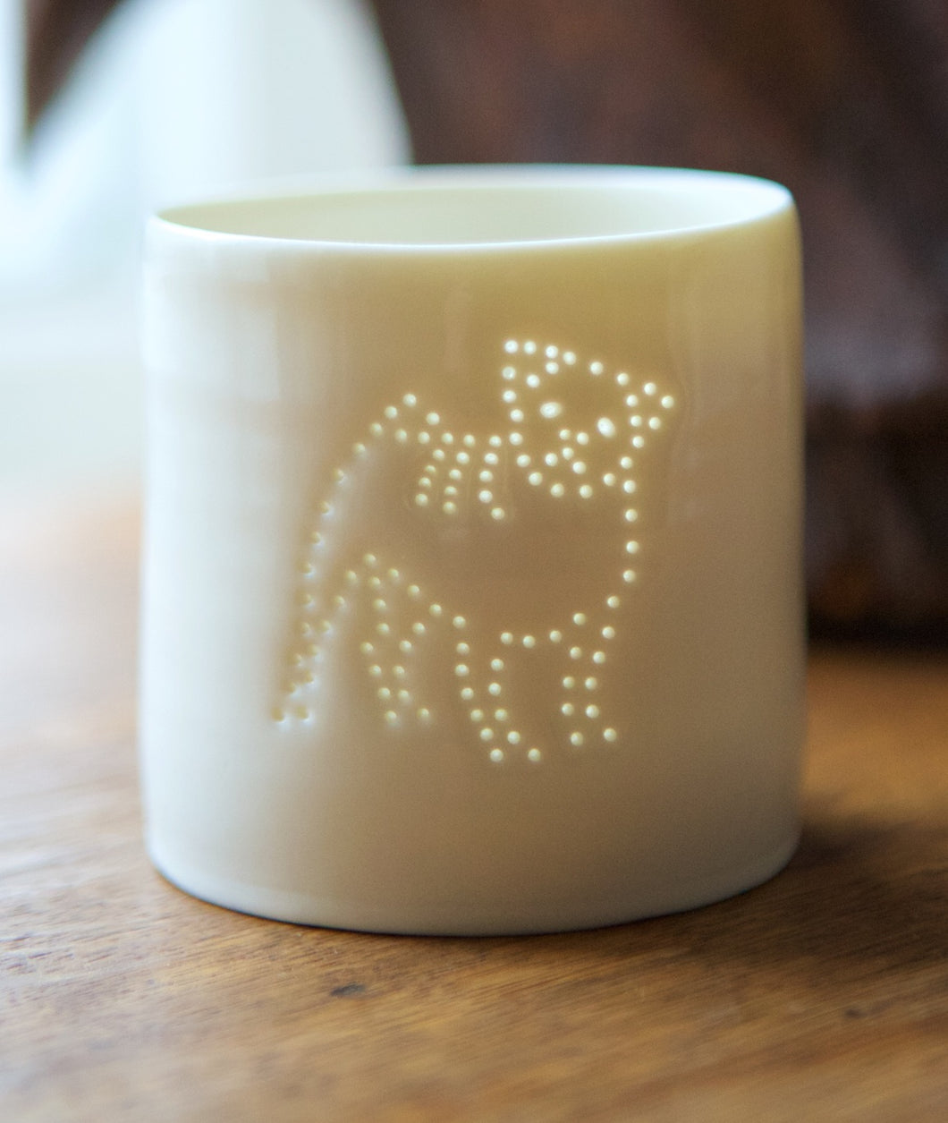 Pug mini porcelain tealight holder