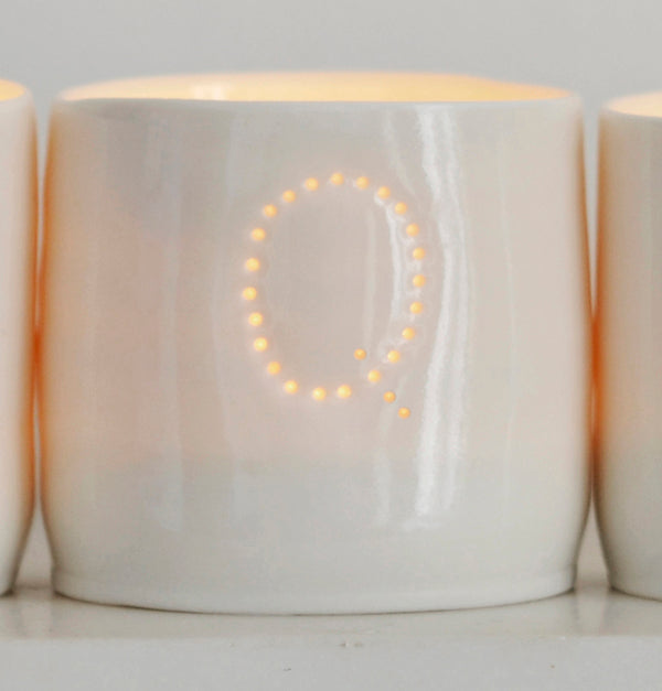Letter mini porcelain tealight holders