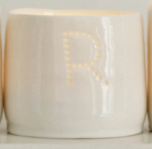 Letter mini porcelain tealight holders