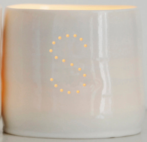 Letter mini porcelain tealight holders