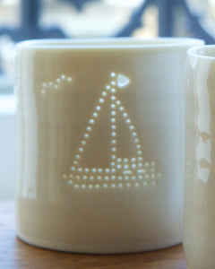 Sail Boat mini porcelain tealight holder