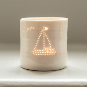 Sail Boat mini porcelain tealight holder