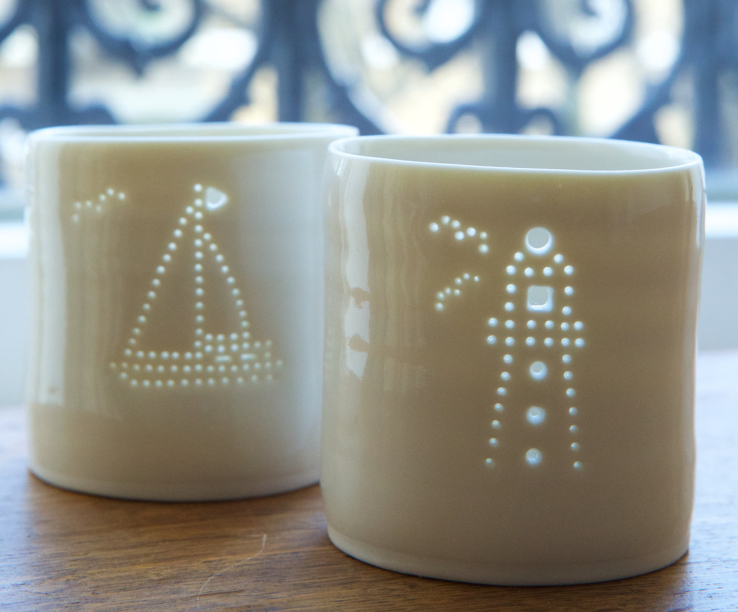 Sail Boat mini porcelain tealight holder
