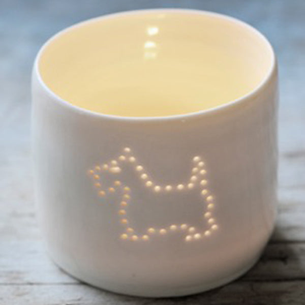 Scottie Dog mini porcelain tealight holder