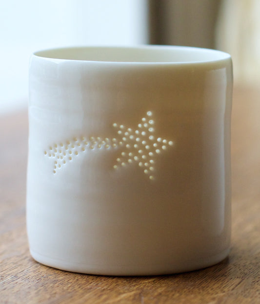 Shooting Star mini porcelain tealight holder