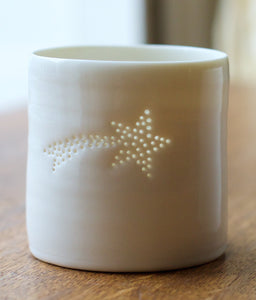 Shooting Star mini porcelain tealight holder