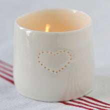 Load image into Gallery viewer, Single Heart mini porcelain tealight holder
