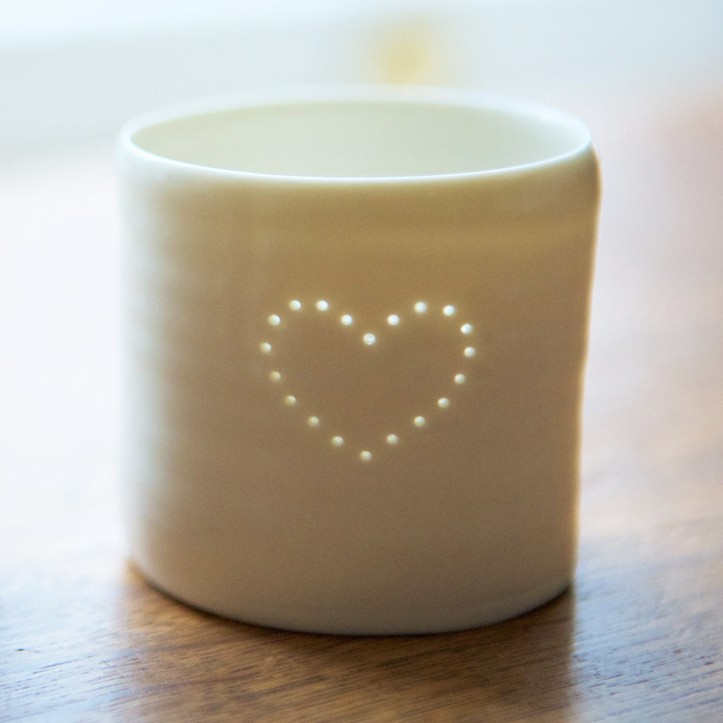 Single Heart mini porcelain tealight holder