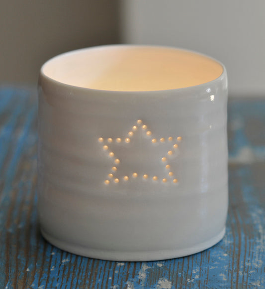 Single star mini porcelain tealight holder