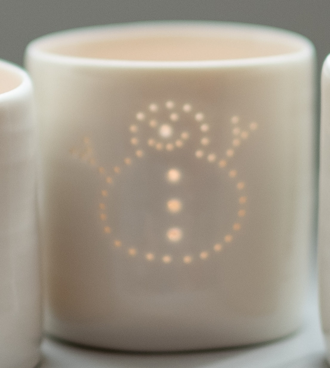 Snowman mini porcelain tealight holder