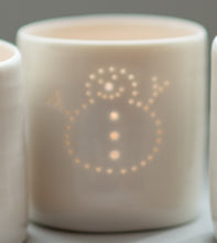 Load image into Gallery viewer, Snowman mini porcelain tealight holder
