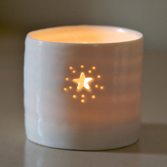 Starburst mini porcelain tealight holder