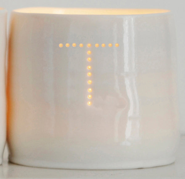 Letter mini porcelain tealight holders
