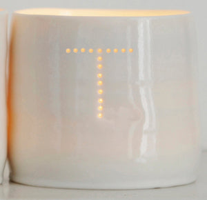 Letter mini porcelain tealight holders