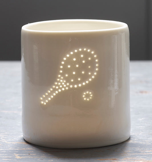 Tennis racket mini porcelain tealight holder