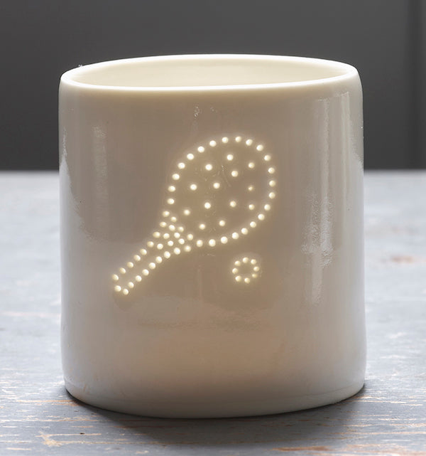 Tennis racket mini porcelain tealight holder
