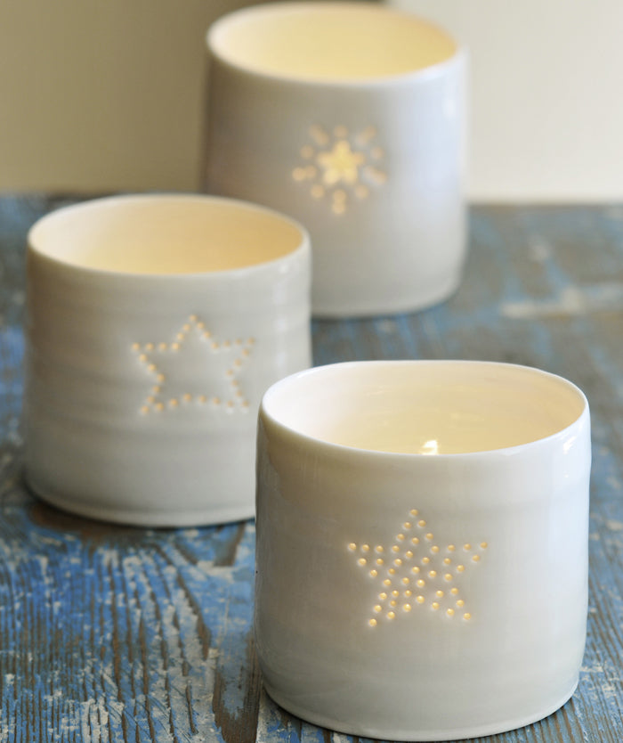 Single star mini porcelain tealight holder
