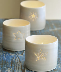 Single star mini porcelain tealight holder