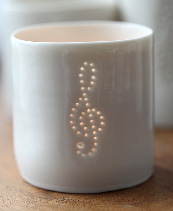 Treble Clef mini porcelain tealight holder