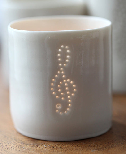 Treble Clef mini porcelain tealight holder