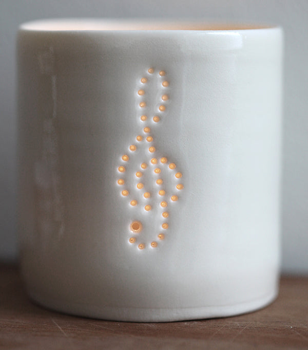 Treble Clef mini porcelain tealight holder
