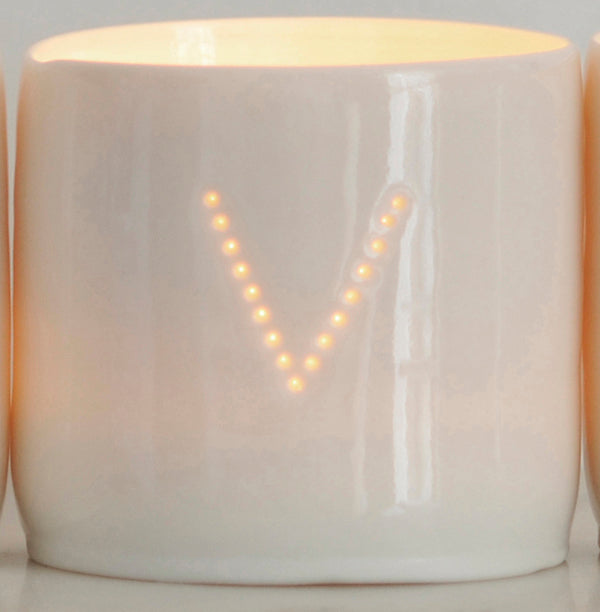Letter mini porcelain tealight holders