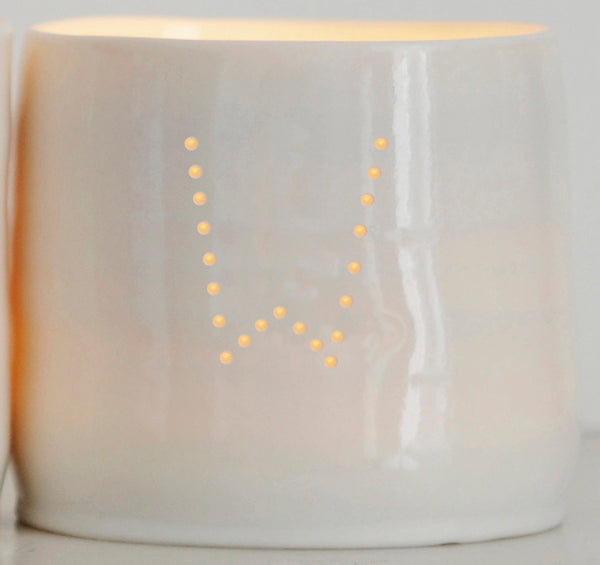 Letter mini porcelain tealight holders
