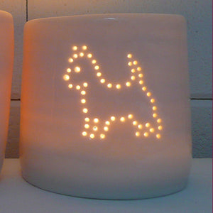 Westie terrier dog mini porcelain tealight holder