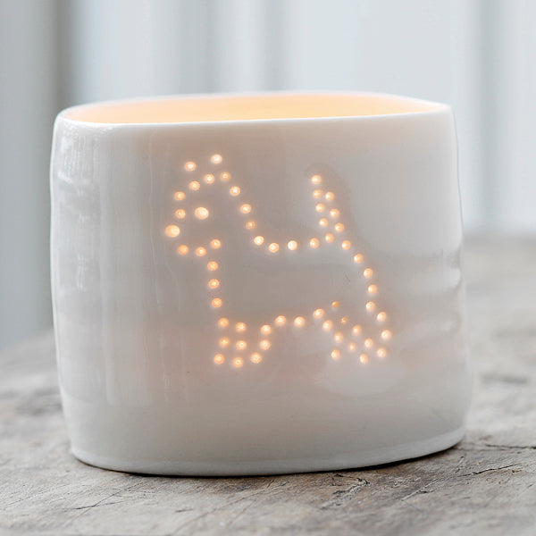 Westie terrier dog mini porcelain tealight holder