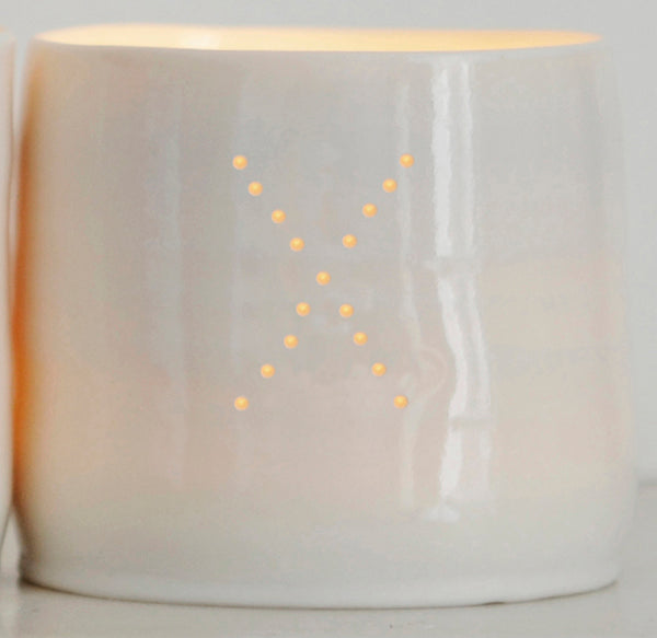 Letter mini porcelain tealight holders