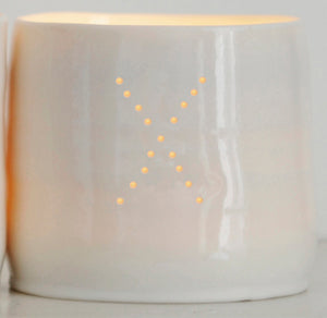 Letter mini porcelain tealight holders
