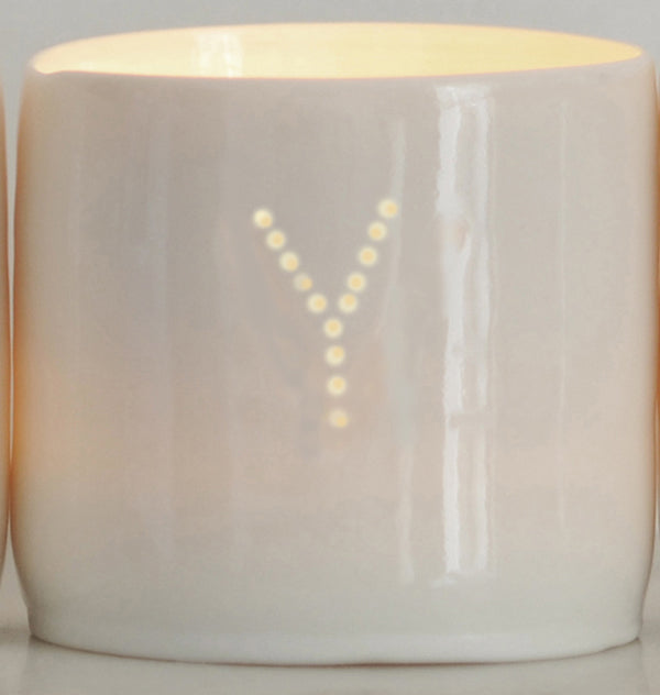 Letter mini porcelain tealight holders